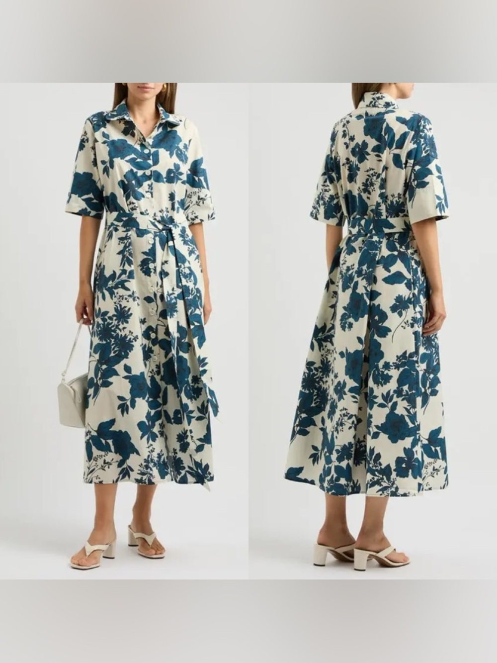 NWT $795 EVI GRINTELA Valerie Midi Shirt Dress in floral print